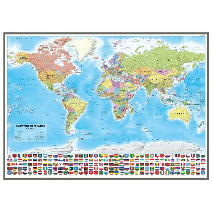 Świat polityczny, mapa ścienna 1:21 200 000, ArtGlob
